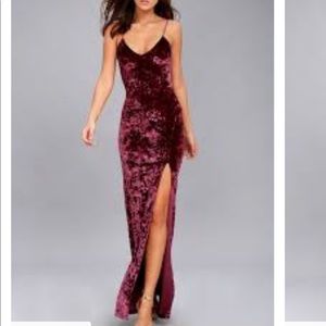 Lulus Burgundy Crushed Velvet Maxi Dress S